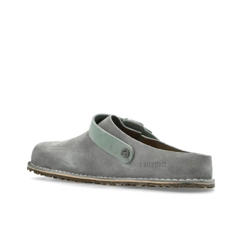 Birkenstock Lutry Premium Suede Rubber Sole Abrasion Resistant Slip Resistant Closed Toe Slippers Men's Gray Green-1