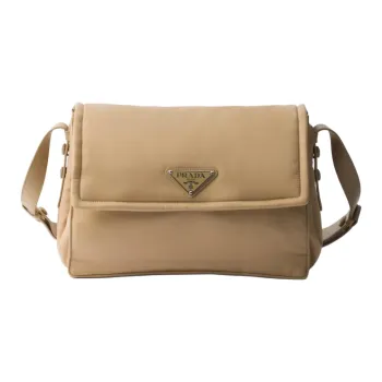 PRADA Re Nylon Fabric Shoulder Bag Medium Size Women's Camel Brown