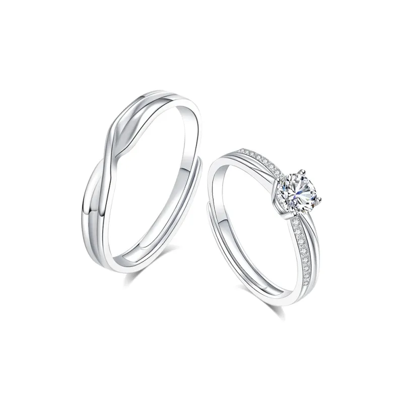BLANK IN BLANK Zircon Rings Unisex Girlfriend's Birthday Commemoration Anniversary Box-0