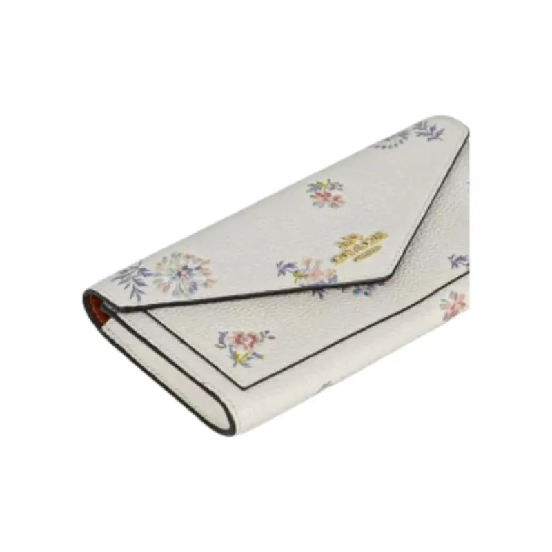 COACH Soft Wallet Leather Handheld Wallet Women's Chalk White-3