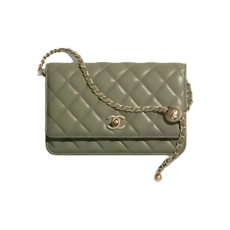 CHANEL Sheepskin Clutch Women's Cuban Green-0