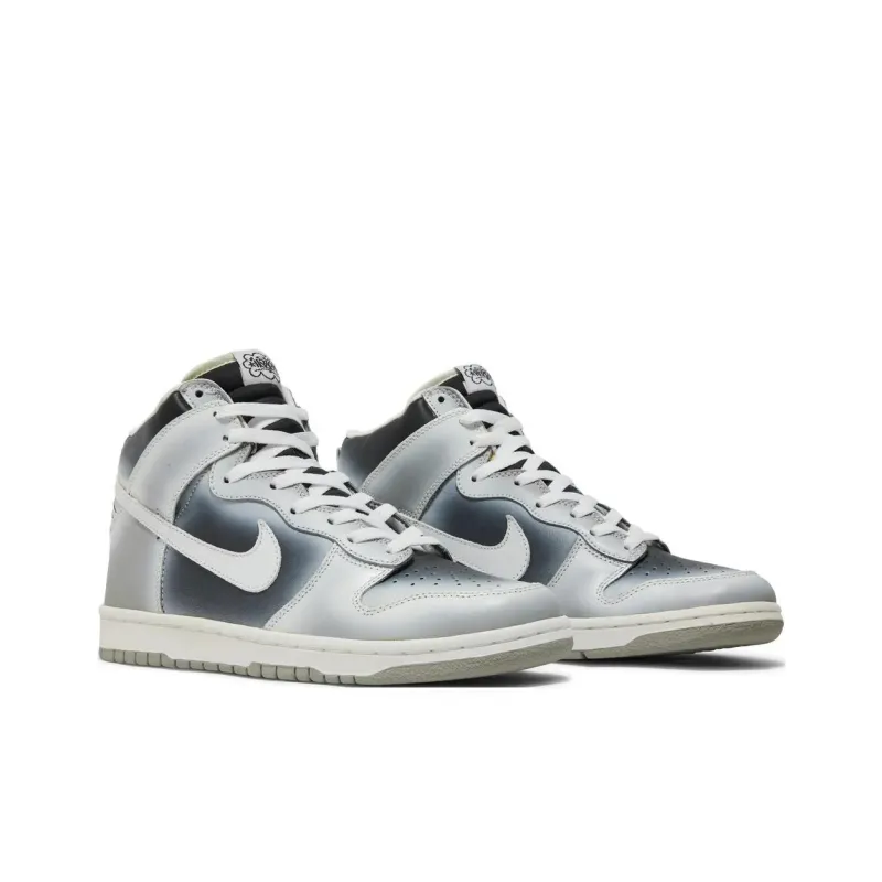 Nike Dunk High Anti Slip Wear Resistant High Top Skateboard Shoes Unisex Gray White-2