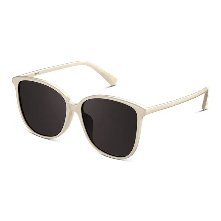 LOHO Plate Frame Square Travel Driving UV Protection Sunglasses Women's Black Ecru-1