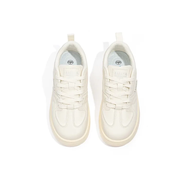 BABAYA KIDS Anti Slip And Wear Resistant Lightweight Low Top Skateboard Shoes Women's White-4