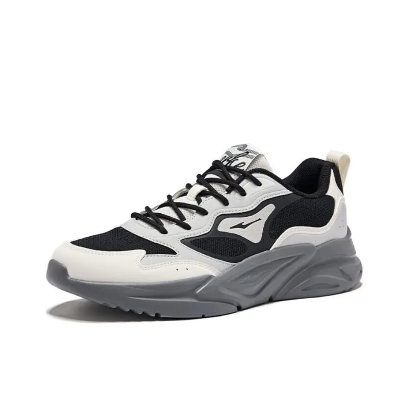 Erke Cushioning Anti Slip And Wear Resistant Low Top Casual Shoes Men's White Gray Black-1