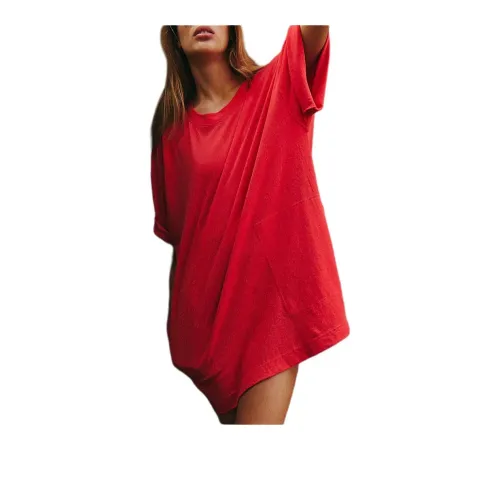 FREE PEOPLE Essential Extreme Tee Mini Short-Sleeved Dresses Women's Atlas Red