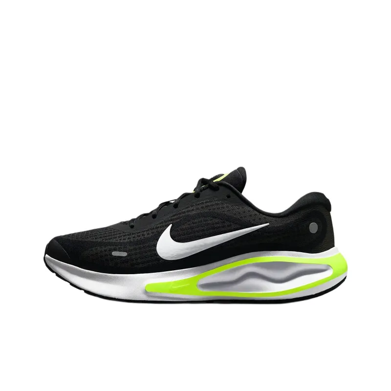 Nike Journey Run Anti Slip Wear Resistant Low Top Running Shoes Men's Black White-0