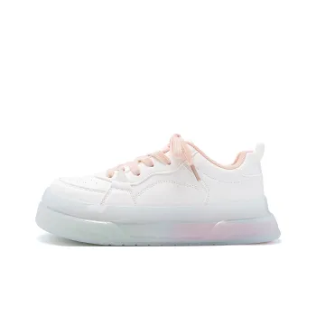 HUANQIU Height Increasing Slip Resistant Low Top Skateboard Shoes Women's White And Powdery