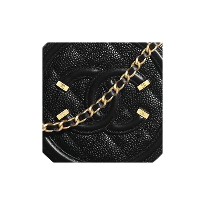 CHANEL 19Bag Grain Embossed Calfskin Round Bag, Chain Bag, Shoulder Bag Women's Black-4