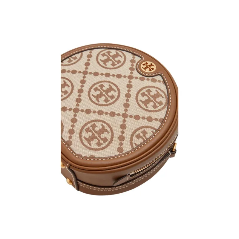 TORY BURCH T Monogram Jacquard Cow Leather Crossbody Bags Mini Women's Hazelnuts Brown-2