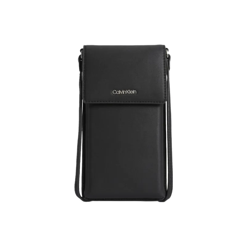 CK/Calvin Klein Recycled Polyester One Shoulder Crossbody Cell Phone Pouch Unisex Black-0