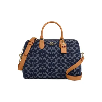 COACH Rowan Fabric Shoulder Bag Crossbody Bag Handbag Large Size Women's Blue