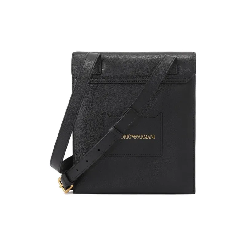 EMPORIO ARMANI Cow Leather Shoulder Bag, Crossbody Bag Men's Black-3