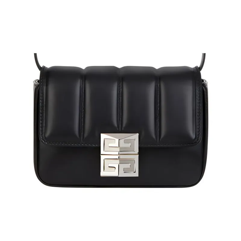 Givenchy 4G Smooth Sheepskin And Quilting Sheepskin Shoulder Bag, Crossbody Bag Small Size Women's Black-0