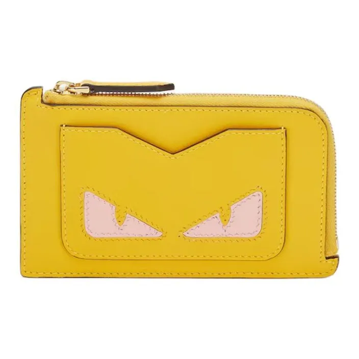 FENDI Calfskin Card Holder Women's Yellow-0