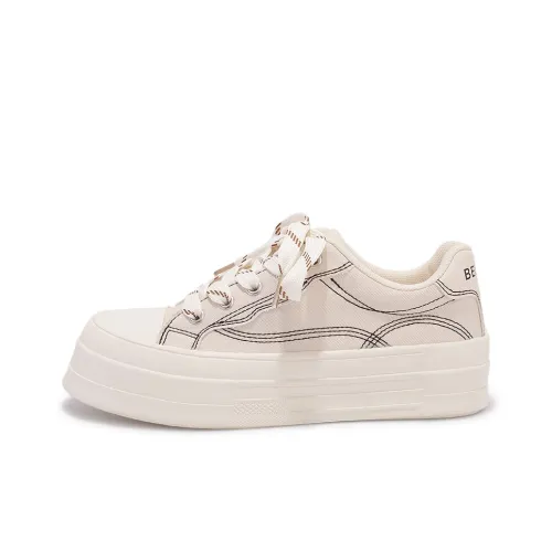 MKTKM Non slip Wear resistant Shock Absorption Low Top Canvas Shoes Women's Beige
