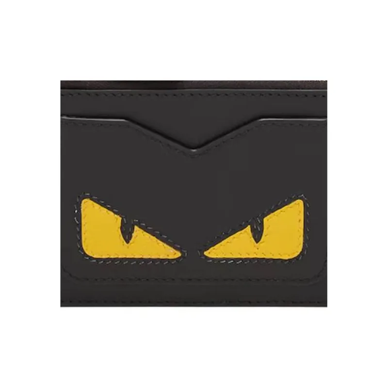 FENDI Calfskin Card Holder Women's Black-3
