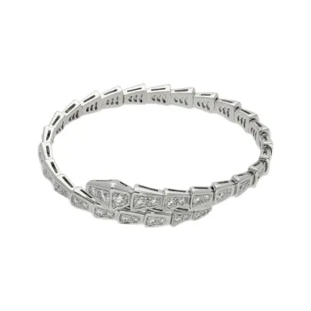 BVLGARI SERPENTI VIPER 18K White Gold Bangles Women's