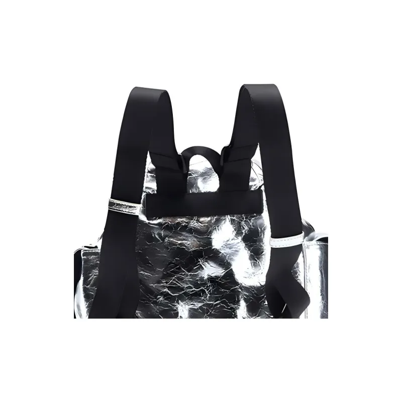 FILA Polyurethane Synthetic Leather Backpack Women's Silver-4