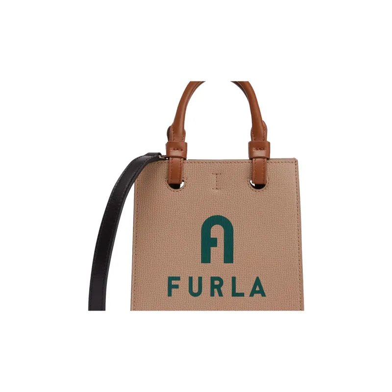 Furla Leather Tote Bag Shopping Bag Handbag Shoulder Bag Crossbody Bag Mini Women's Gray With Turquoise Accents-4