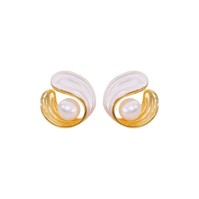ZHENZHUAOMI Freshwater Pearl Stud Earrings Women's-0