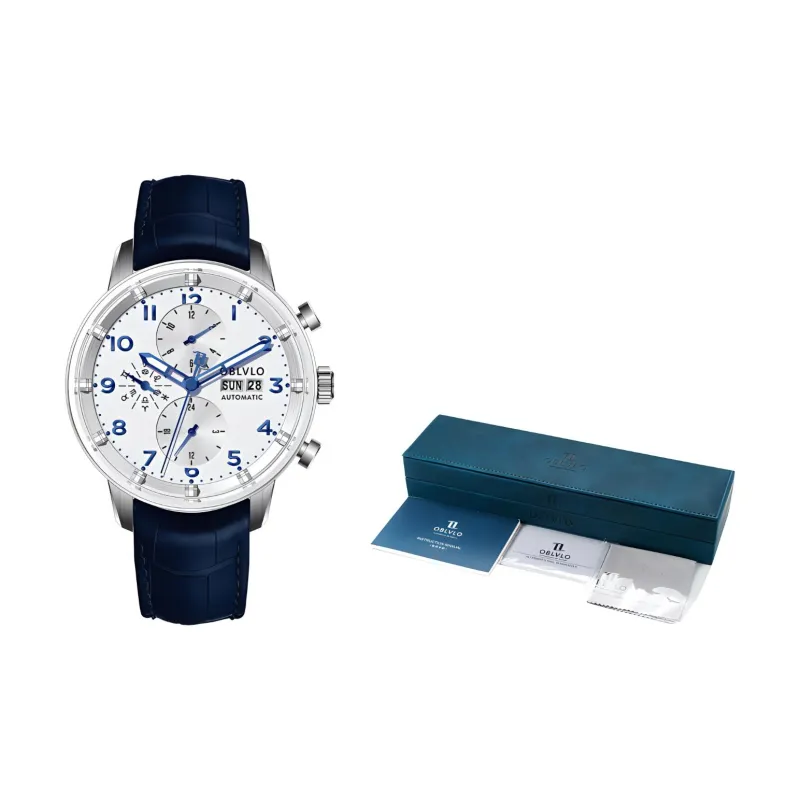 OBLVLO Automatic Mechanical Movement Watch Men's Watches White Dial-1