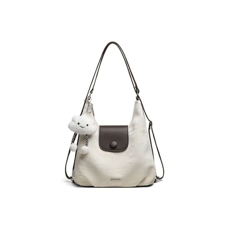 C°BANNER Cow Leather Underarm Tote Shoulder Bag Regular Women's White & Coffee-1