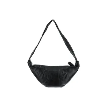 Lemaire Cotton Croissant Bag Goat Horn Puffy Shoulder Bag Medium Size Women's Black