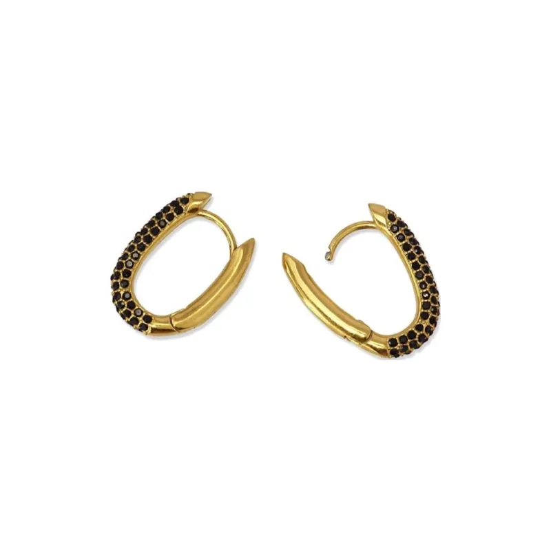 ANARTXY Surgical Steel Zircon Earrings Women's White/Black-4