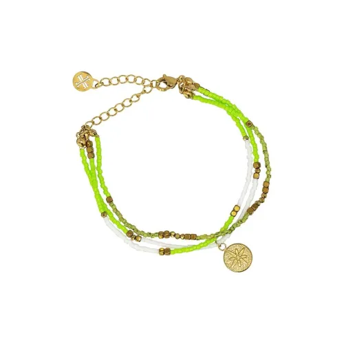 ANARTXY Surgical Steel Glass Red Iron Oxide Bracelets Women's Green/Blue