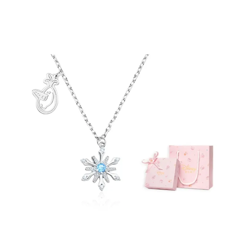Disney S925 Silver Snowflake Necklace Women's-15