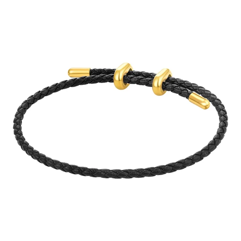 CHOW TAI FOOK Cow Leather Fortune Bracelet Unisex-3