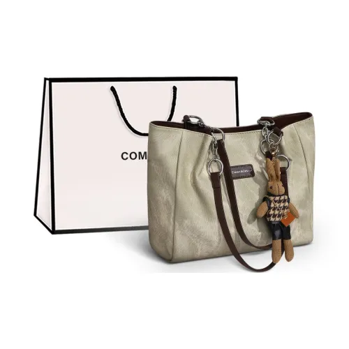 COMELY Synthetic Leather Tote Bag Shopping Bag Handbag Shoulder Bag Regular Women's Gray