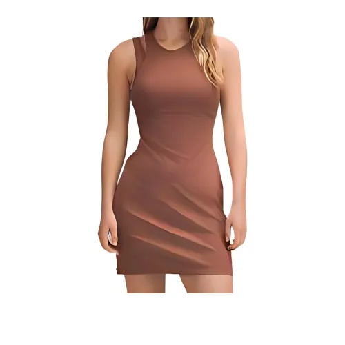 Lululemon Ribbed Cotton Modal SS24 Sleeveless Dress Women's Bronzed Brown