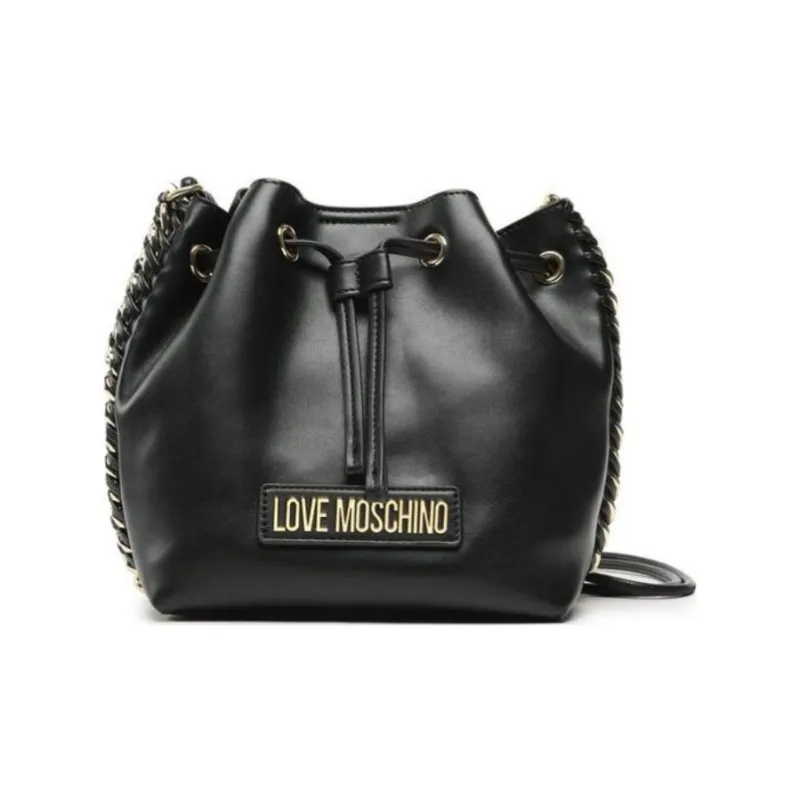 LOVE MOSCHINO Polyurethane Bucket Bags Shoulder Bag Crossbody Bag Handbag Women's Black-0