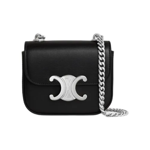 celine Camarat Triomphe Shiny Calfskin Crossbody Bag, Shoulder Bag Mini Women's Black