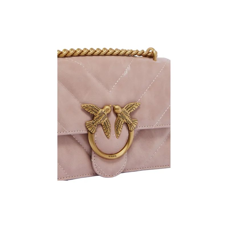 PINKO Cow Leather Shoulder Bag Crossbody Bag Mini Women's Pink-2