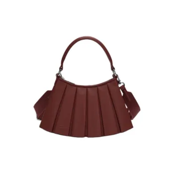 LACOSTE Sheepskin One Shoulder Handbags Small Size Women's Dark Red