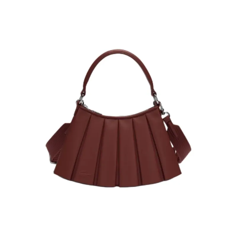 LACOSTE Sheepskin One Shoulder Handbags Small Size Women's Dark Red-0