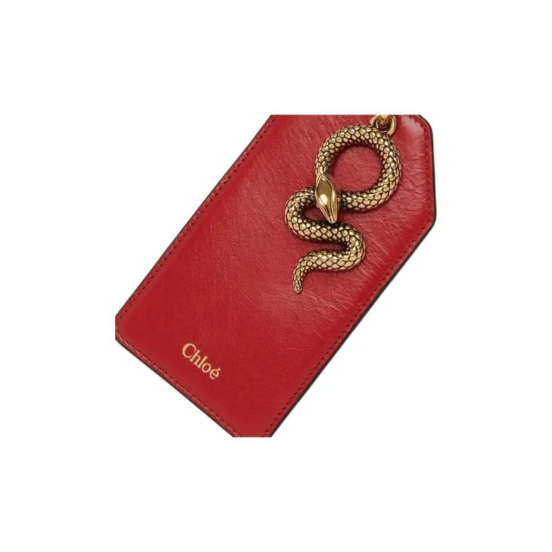 Chloe Buffalo Leather Coin Purse, Card Holder Women's Red-3