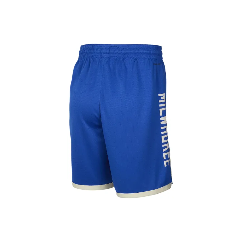 Nike x NBA Milwaukee Bucks Dri-Fit Swingman Basketball Shorts City Edition Men's Blue-1