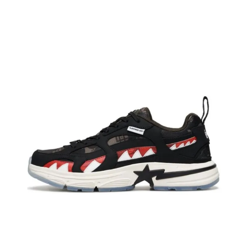 CLOT x A BATHING APE SHARK STA Wear Resistant Low Top Casual Shoes Unisex Black-0
