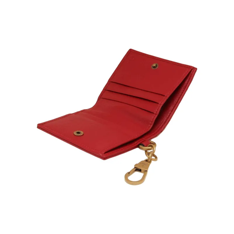 GUCCI Marmont Leather Wallet Money Clip Card Holder Women's Red-2