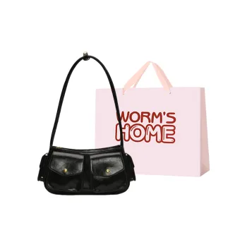 Worm's Home PU Shoulder Bag Women's Black/Red/Coffee/Brown