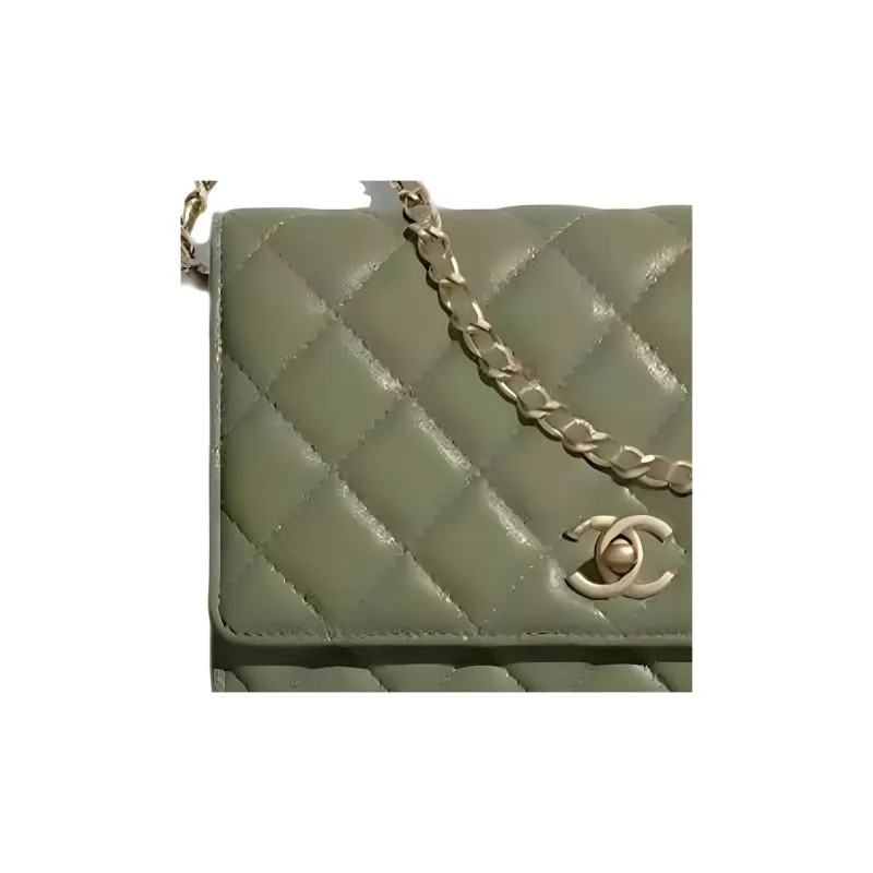 CHANEL Sheepskin Clutch Women's Cuban Green-2