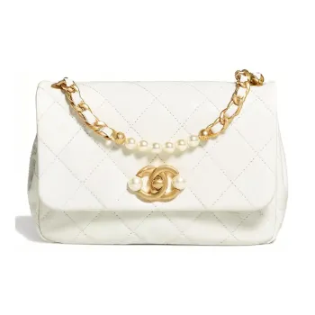 CHANEL 22c Early Spring Calfskin Mouth Flap Cover Mini Women's White