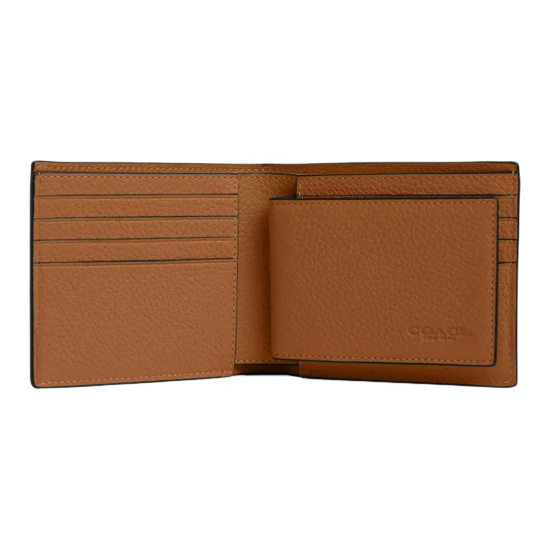 COACH 3 IN 1 Wallet High-Quality Pebbled Leather Wallet Mini Women's Brown-1