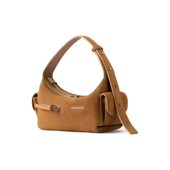 AMAZING SONG Nubuck Leather Crossbody Shoulder Bags Women's Monet Pink/Gold Brown