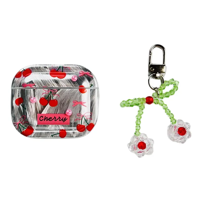 Compatibility With Apple AirPods 4/2/3/4th Generation/AirPods Pro/Pro 2 TPU Camlet Bowknot Cherry Headphone Cases-9
