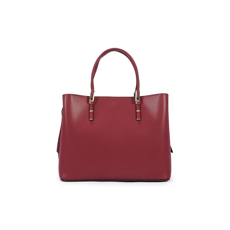 Dubaolu Cow Leather One Shoulder Crossbody Bag Multi Functional Wrist Handbag Large Size Women's Red/Apricot/Black-1